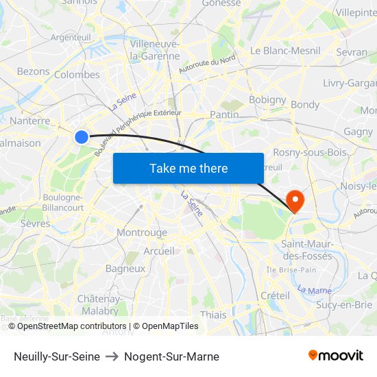 Neuilly-Sur-Seine to Nogent-Sur-Marne map