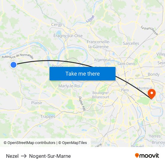 Nezel to Nogent-Sur-Marne map