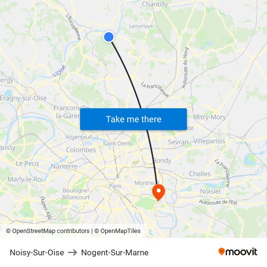 Noisy-Sur-Oise to Nogent-Sur-Marne map
