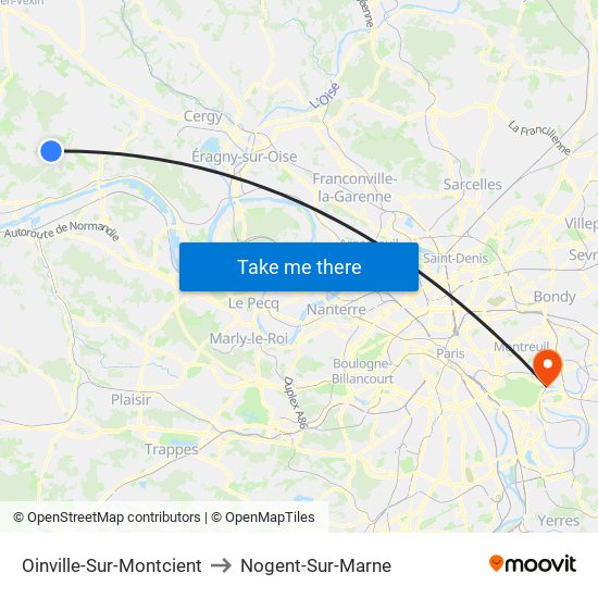 Oinville-Sur-Montcient to Nogent-Sur-Marne map