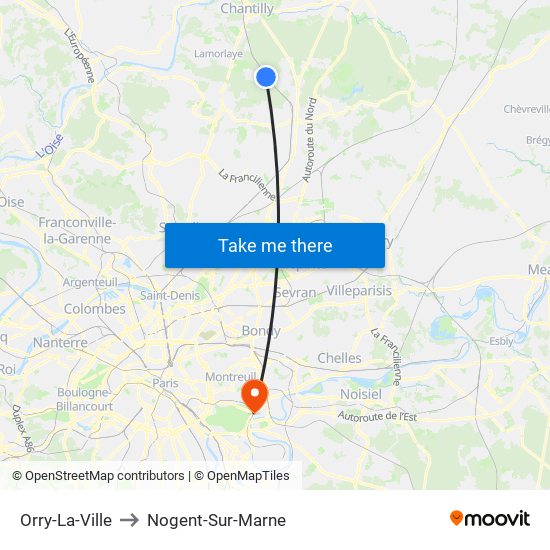 Orry-La-Ville to Nogent-Sur-Marne map