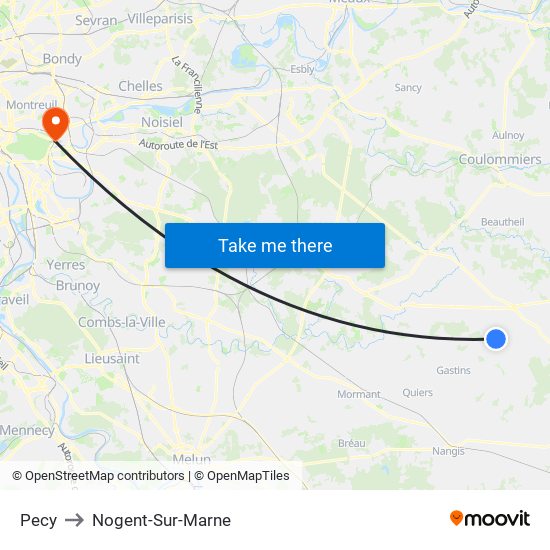 Pecy to Nogent-Sur-Marne map