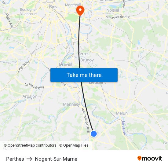 Perthes to Nogent-Sur-Marne map