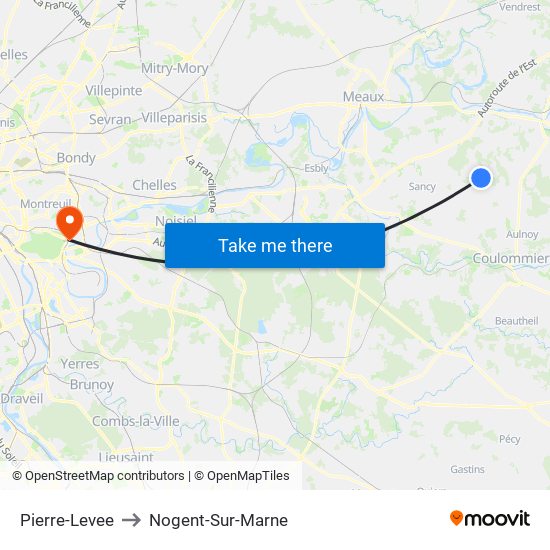 Pierre-Levee to Nogent-Sur-Marne map