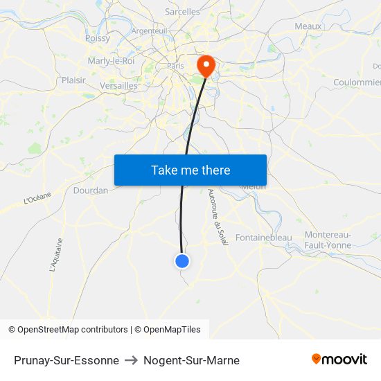 Prunay-Sur-Essonne to Nogent-Sur-Marne map