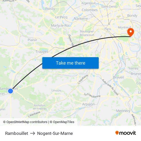 Rambouillet to Nogent-Sur-Marne map