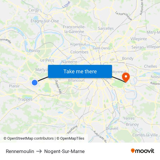 Rennemoulin to Nogent-Sur-Marne map