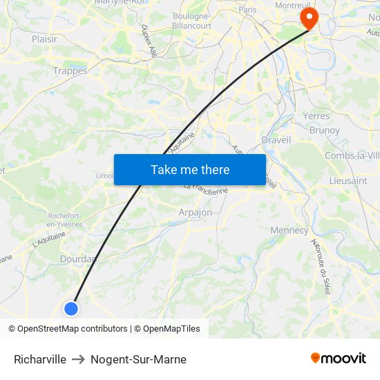 Richarville to Nogent-Sur-Marne map