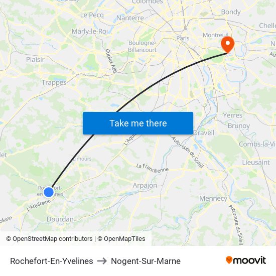 Rochefort-En-Yvelines to Nogent-Sur-Marne map