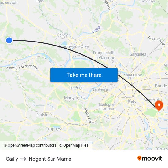 Sailly to Nogent-Sur-Marne map