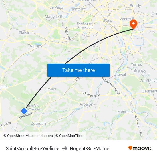 Saint-Arnoult-En-Yvelines to Nogent-Sur-Marne map