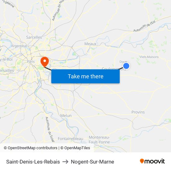 Saint-Denis-Les-Rebais to Nogent-Sur-Marne map