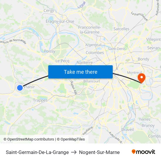 Saint-Germain-De-La-Grange to Nogent-Sur-Marne map