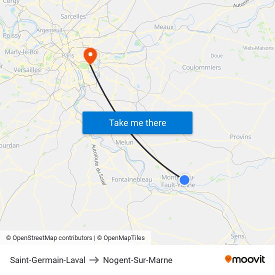 Saint-Germain-Laval to Nogent-Sur-Marne map