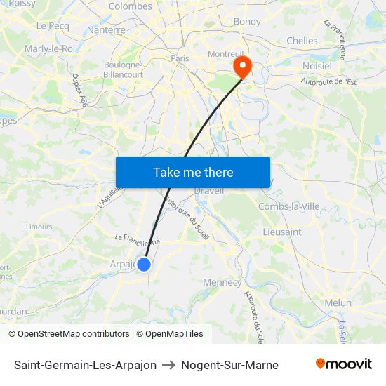 Saint-Germain-Les-Arpajon to Nogent-Sur-Marne map