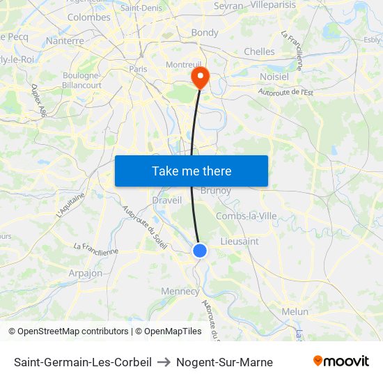 Saint-Germain-Les-Corbeil to Nogent-Sur-Marne map