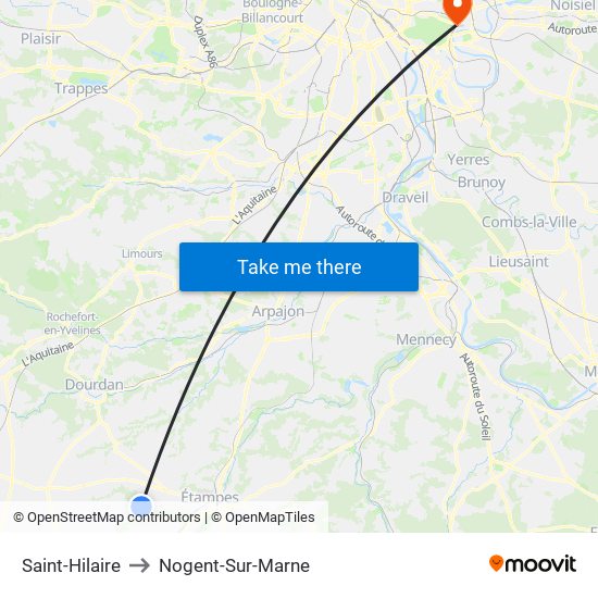 Saint-Hilaire to Nogent-Sur-Marne map