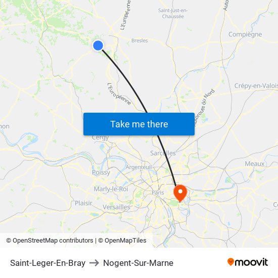 Saint-Leger-En-Bray to Nogent-Sur-Marne map