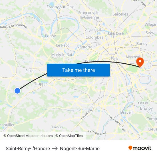 Saint-Remy-L'Honore to Nogent-Sur-Marne map