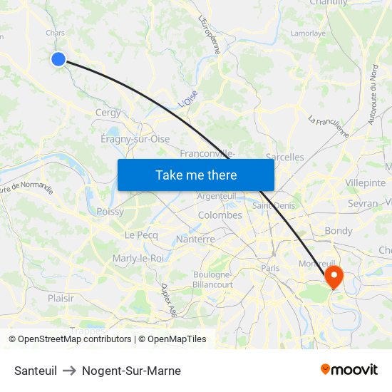 Santeuil to Nogent-Sur-Marne map