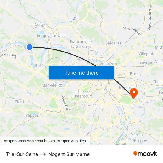 Triel-Sur-Seine to Nogent-Sur-Marne map