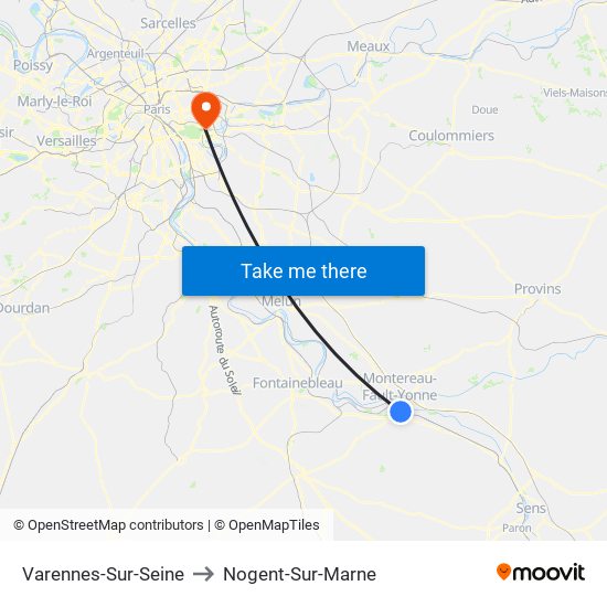 Varennes-Sur-Seine to Nogent-Sur-Marne map