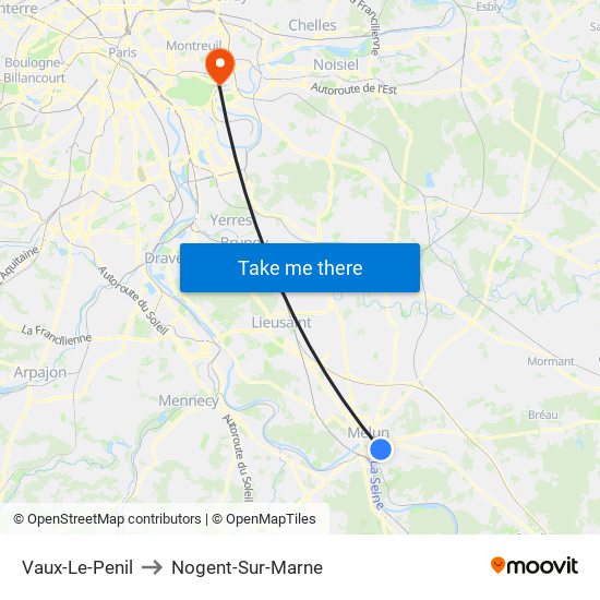 Vaux-Le-Penil to Nogent-Sur-Marne map