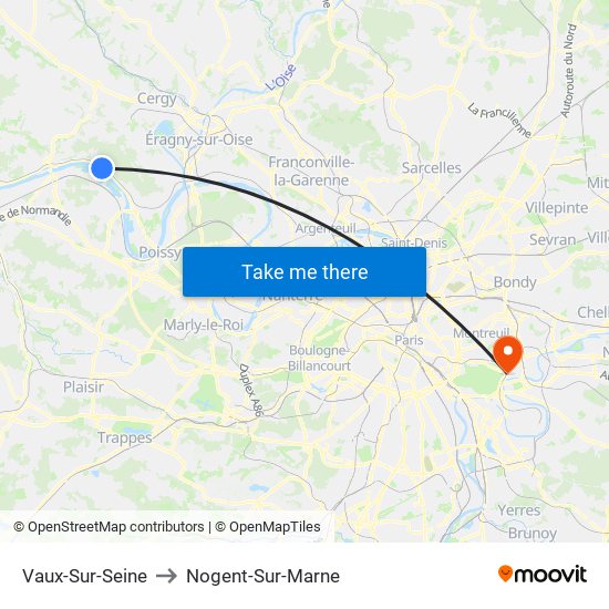 Vaux-Sur-Seine to Nogent-Sur-Marne map