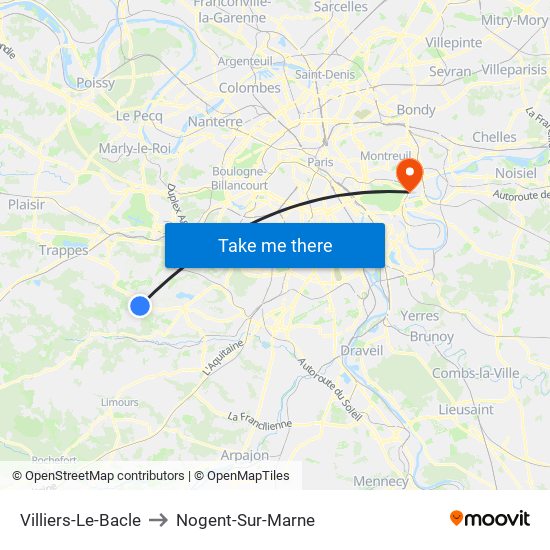 Villiers-Le-Bacle to Nogent-Sur-Marne map