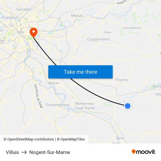 Villuis to Nogent-Sur-Marne map