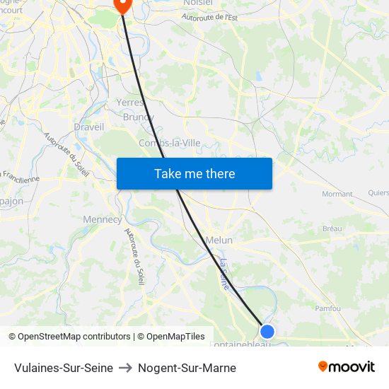 Vulaines-Sur-Seine to Nogent-Sur-Marne map