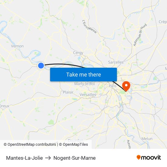 Mantes-La-Jolie to Nogent-Sur-Marne map
