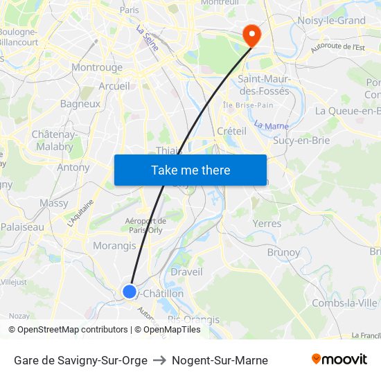 Gare de Savigny-Sur-Orge to Nogent-Sur-Marne map