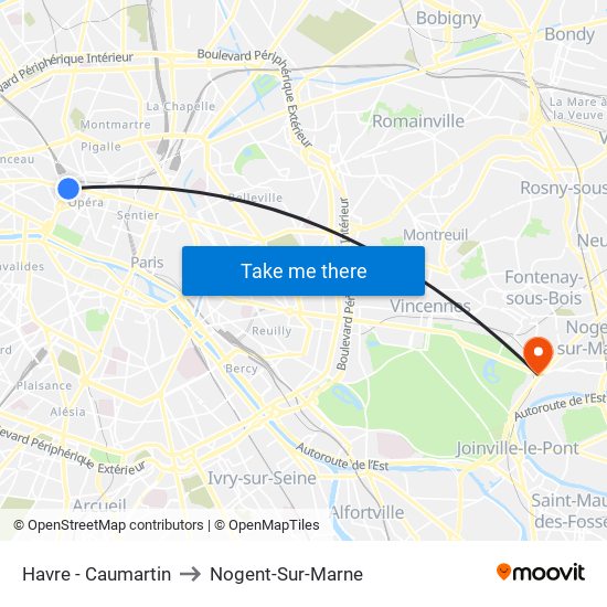 Havre - Caumartin to Nogent-Sur-Marne map