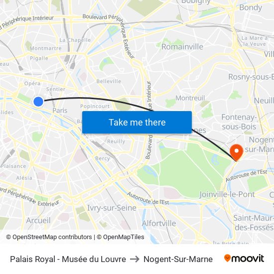 Palais Royal - Musée du Louvre to Nogent-Sur-Marne map
