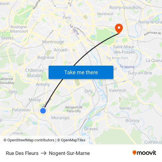 Rue Des Fleurs to Nogent-Sur-Marne map