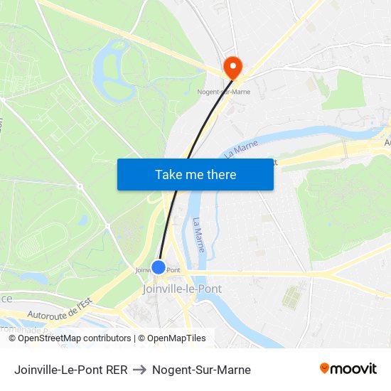 Joinville-Le-Pont RER to Nogent-Sur-Marne map