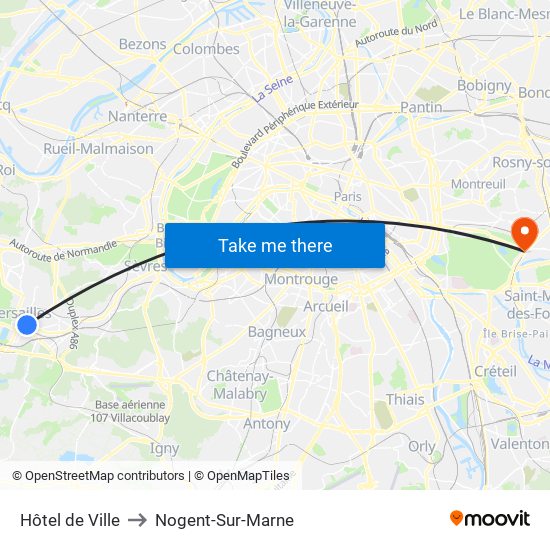 Hôtel de Ville to Nogent-Sur-Marne map