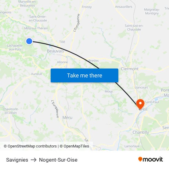 Savignies to Nogent-Sur-Oise map