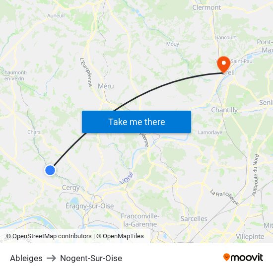 Ableiges to Nogent-Sur-Oise map