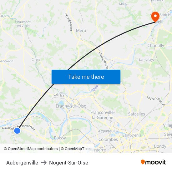 Aubergenville to Nogent-Sur-Oise map