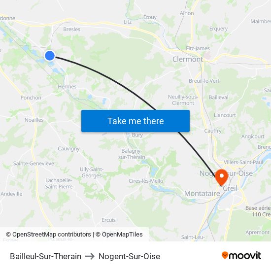 Bailleul-Sur-Therain to Nogent-Sur-Oise map