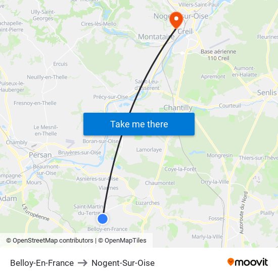 Belloy-En-France to Nogent-Sur-Oise map