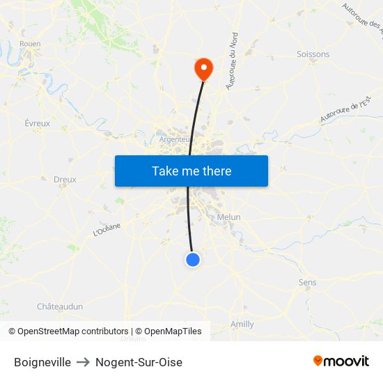 Boigneville to Nogent-Sur-Oise map