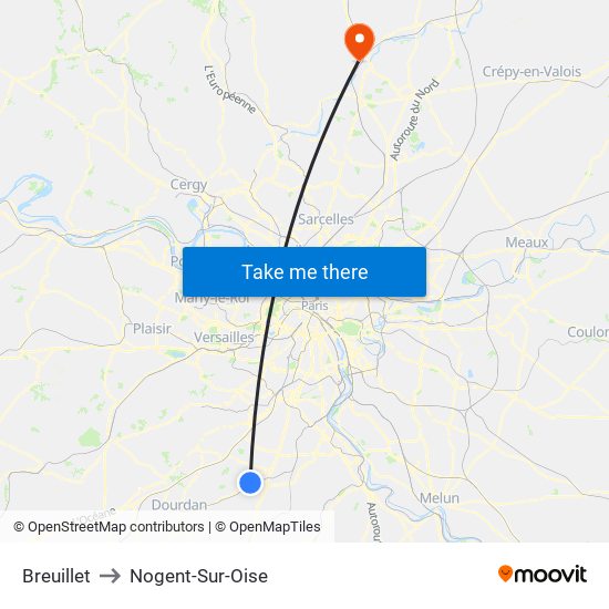 Breuillet to Nogent-Sur-Oise map