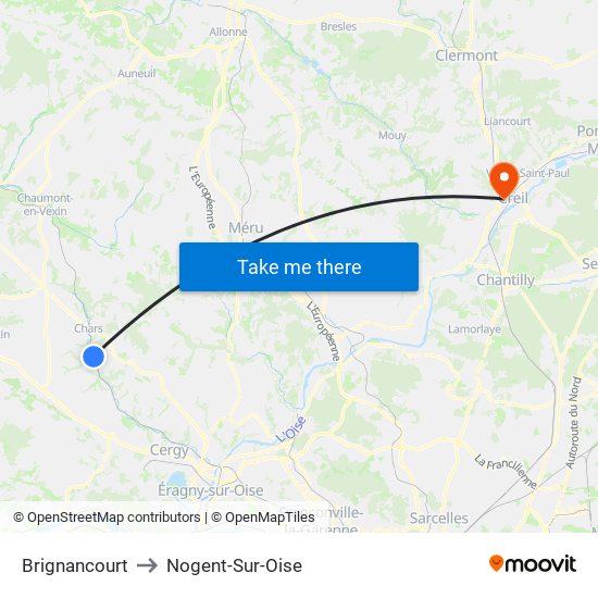 Brignancourt to Nogent-Sur-Oise map