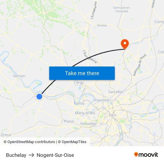 Buchelay to Nogent-Sur-Oise map