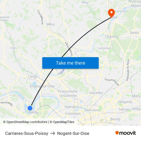 Carrieres-Sous-Poissy to Nogent-Sur-Oise map