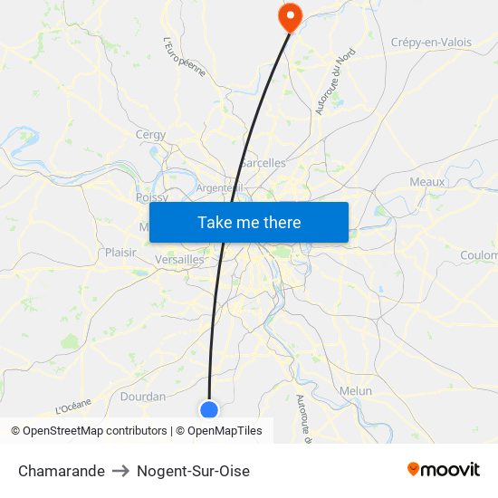 Chamarande to Nogent-Sur-Oise map