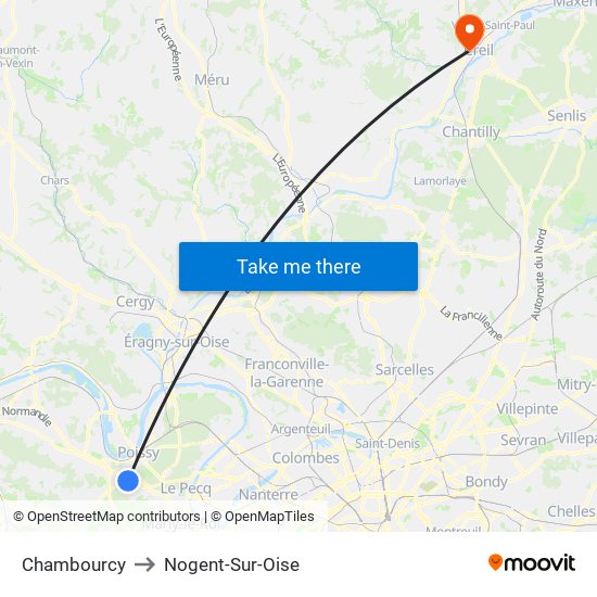 Chambourcy to Nogent-Sur-Oise map